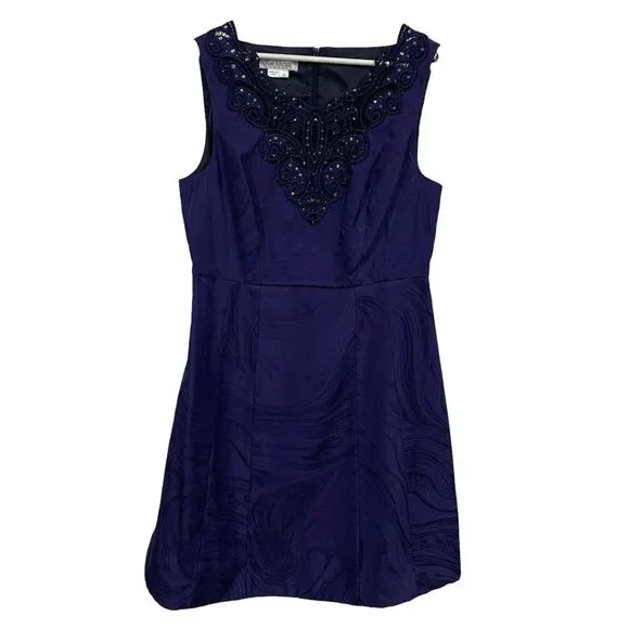 Kay Unger Size 14 Dress Sleeveless Bling V-Neck Fit & Flare Knee Length Women’s - Picture 1 of 12